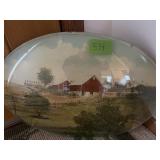 OVAL BEVELED FARM SCENE  19" X 14"