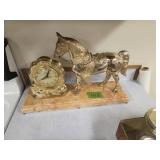 PLASTIC HORSE AND CLOCK