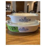2-SHALLOW CASSEROLE DISHES W/LIDS
