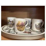 5 METAL SERVING TRAYS W/4 CUPS