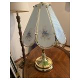 BRASS LAMP W/GLASS SHADE  24"