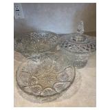 CUT GLASS BOWL & CANDY DISH W/LID