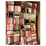 Approx 40 boxes electronic tubes, resistors, etc