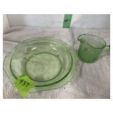 Green Serving Bowl & cream pitcher