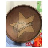 16" DIAMETER MERRY CHRISTMAS WOOD BOWL