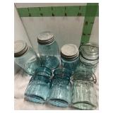 2 QUART AND 5 PINT BLUE JARS