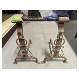 PAIR OF FIREPLACE IRONS  12" X 16" X 20"