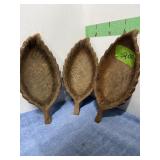 3 CAST IRON LEAVES  5" W X 10" L X 1" D