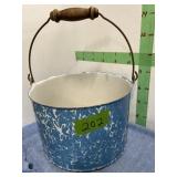 ENAMEL WARE BUCKET  11" X 7" W/CONCRETE BOTTOM??