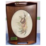 TRAY WITH NEEDLEPOINT  CENTER