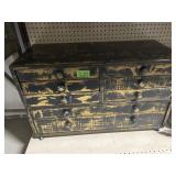 WOOD CABINET W/8 DRAWERS ON WHEELS