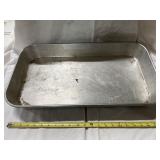 LARGE ALUMINUM PAN AND 1 ENAMEL PAN