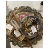 SILVER PLATE TRAY, FISH LURE & WIRE GUAGE