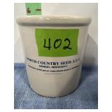 QUART CROCK JAR NORTH COUNTRY SEED OMRSBY MINN
