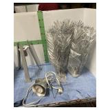 SILVER TREE WITH STAND AND LIGHT