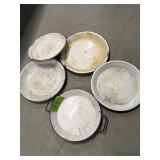 5 ENAMEL PIE PANS