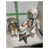 2 PATCHWORK TEDDY BEARS