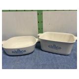 2 CORNING WARE CASSEROLE DISHES  NO LIDS