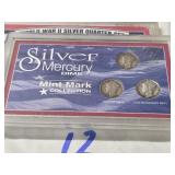 3 pc. Silver Mercury dimes  Mint mark set