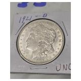 1921-D MORGAN SILVER DOLLAR   UNC