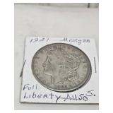 1921-MORGAN SILVER DOLLARS-S, FULL LIBERTY
