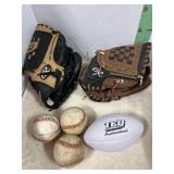 2-YOUTH GLOVES AND BASEBALL