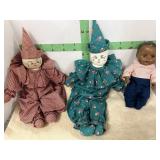 2 CLOWN DOLLS & BLACK BABY