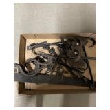 OLD COAT HOOKS AND METAL ART