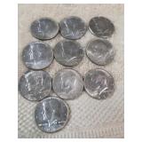 10 1965 Kennedy Half Dollars  40% silver