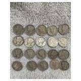 20 Mercury Dimes  90% silver