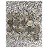 20 Mercury Dimes  90% silver