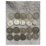 20 Mercury Dimes  90% silver