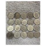 20 Roosevelt Dimes  90% silver