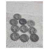 10 Washington Qtrs  90% silver