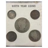 Birth Year Coin Set 85FV, V Nickel, Indian Cent