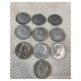 10 1967 Kennedy Half Dollars  40% silver