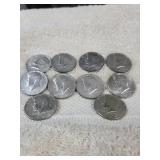 10 1969 Kennedy Half Dollars  40% silver