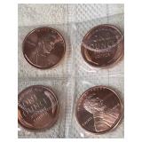 4 copper 1 oz rounds  .999