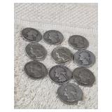 10 Washington Qtrs  90% silver