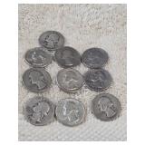 10 Washington Qtrs  90% silver