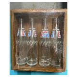 3 Shadow boxes w/ vintage pop bottles