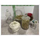 Music Box, Gold beads, display jars