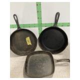 Three Cast Iron Skillets