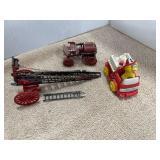 Three Small Plastic Fire Trucks