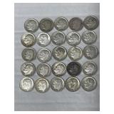 25- ROOSEVELT DIMES 90% SILVER