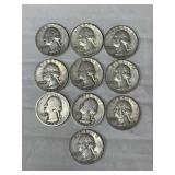 10-WASHINGTON QUARTERS 90% SILVER