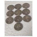 10-WAHINGTON QUARTERS 90% SILVER