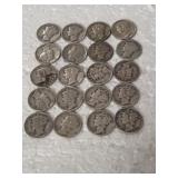 20-MERCURY DIMES 90% SILVER