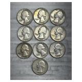 10-WASHINGTON QUARTERS 90% SILVER