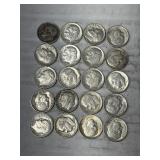 20-ROOSEVELT DIMES 90% SILVER